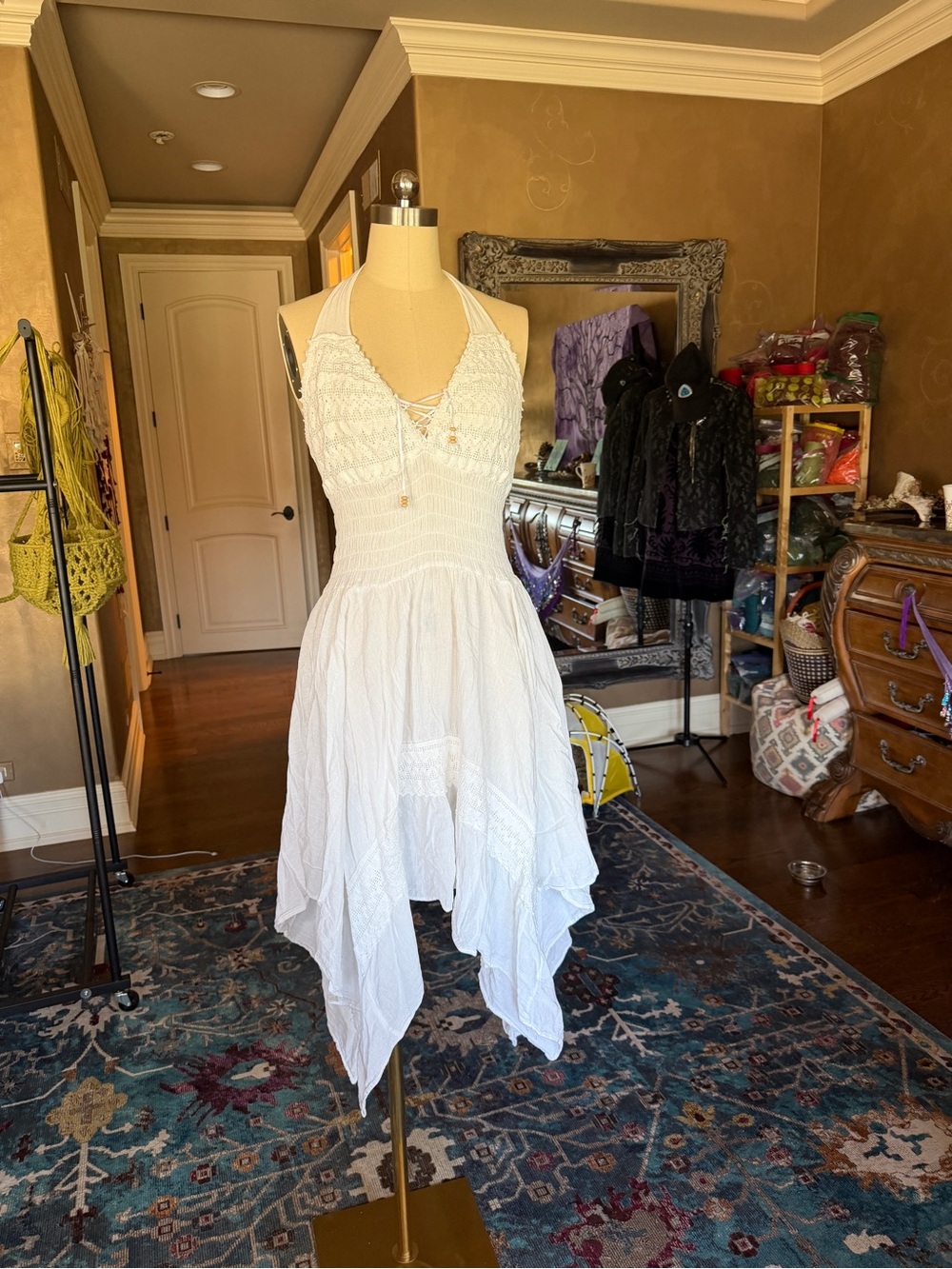 Cute White Fairy Pixie Midi Halter Dress NWOT - Picture 4 of 7